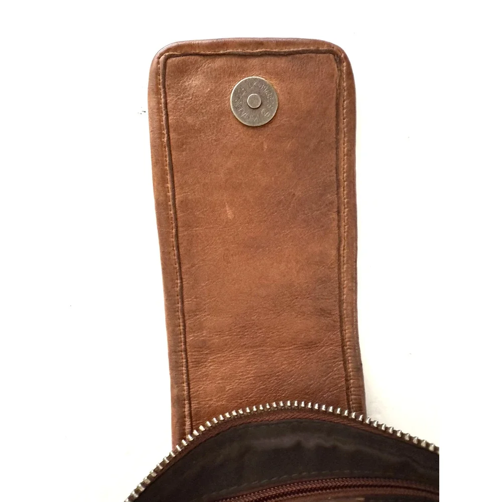 Vilenca Holland Crossbody Clutch Bag Wristlet Brown Leather Zip Pockets Compact - Picture 10 of 15